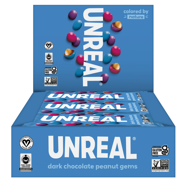 PACK OF 12 Unreal Dark Chocolate Peanut Gems (Mini Bags)