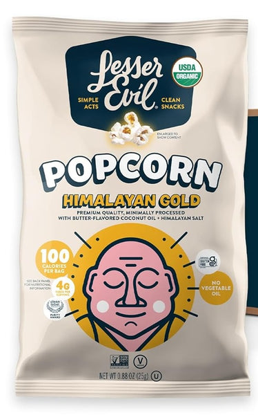 PACK OF 6 Himalayan Gold Vegan Butter Organic Vegan Popcorn by Lesser Evil (25g each pack)