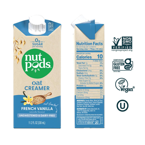 PACK OF 6 Nutpods French Vanilla Unsweetened Oat Creamer