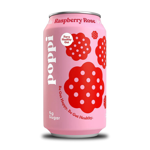 PACK OF 6 Raspberry Rose Poppi Prebiotic Soda