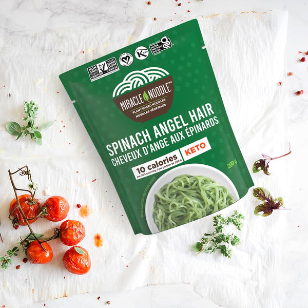 Miracle Noodle Spinach Angel Hair Plant Based Noodles