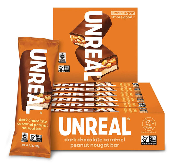 PACK OF 12 UNREAL Dark Chocolate Caramel Peanut Nougat XL Bars