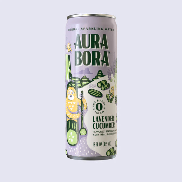PACK OF 6 Lavender Cucumber Herbal Sparkling Water by Aura Bora