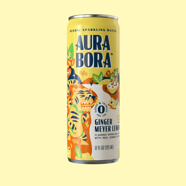 PACK OF 6 Ginger Meyer Lemon Herbal Sparkling Water by Aura Bora