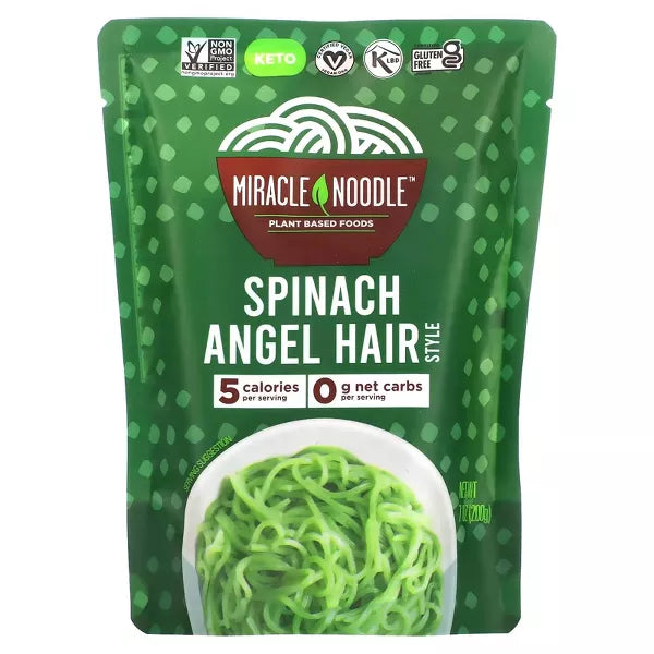Miracle Noodle Spinach Angel Hair Plant Based Noodles