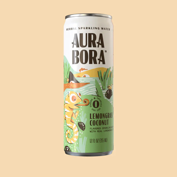 PACK OF 6 Lemongrass Coconut Herbal Sparkling Water by Aura Bora