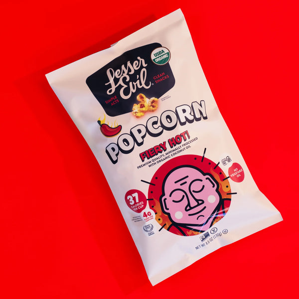 Organic Fiery Hot Popcorn by Lesser Evil (Best By 20th May 2024)