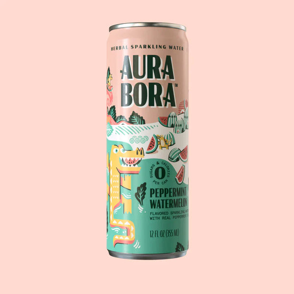 PACK OF 6 Aura Bora Peppermint Watermelon Sparkling Water