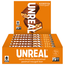 Load image into Gallery viewer, PACK OF 12 UNREAL Dark Chocolate Caramel Peanut Nougat XL Bars
