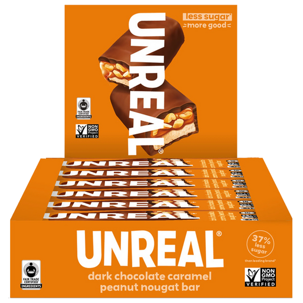 PACK OF 12 UNREAL Dark Chocolate Caramel Peanut Nougat XL Bars