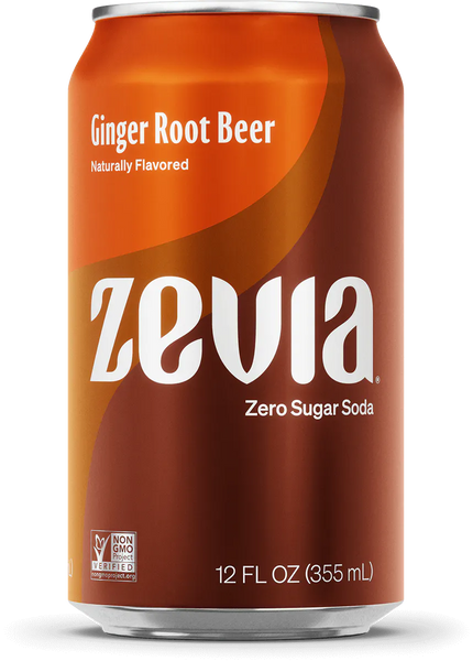 PACKOF 8 Ginger Root Beer Zevia Zero Calorie Soda