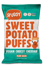 Load image into Gallery viewer, Spudsy Vegan Cheesy Cheddar Sweet Potato Puffs
