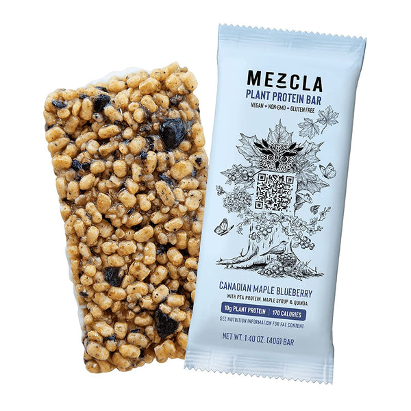 PACK OF 15 Mezcla Canadian Maple Blueberry Vegan Protein Bar