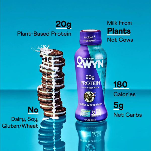 PACK OF 8 OWYN Plant Based Protein Shake Cookies and Creamless