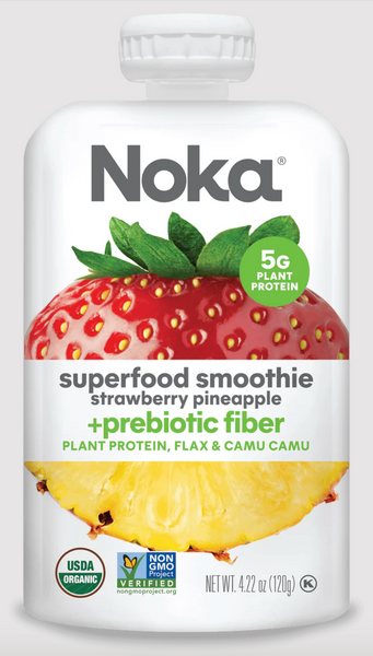Noka Strawberry Pineapple, Superfood Smoothie + Prebiotic Fiber (Best By April 14th 2024)