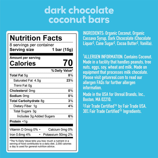 UNREAL Dark Chocolate Coconut Bars
