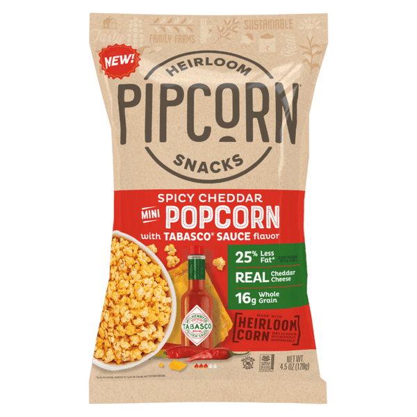 Pipcorn Spicy Cheddar Tabasco Mini Heirloom Popcorn